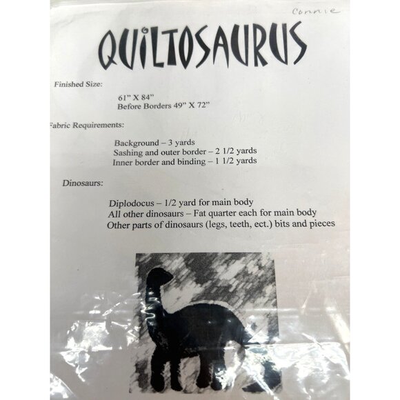 Quiltosaurus Dinosaur Quilt Pattern By Andrea Meegan 61" X 84" Finished Size Ins - Picture 4 of 4